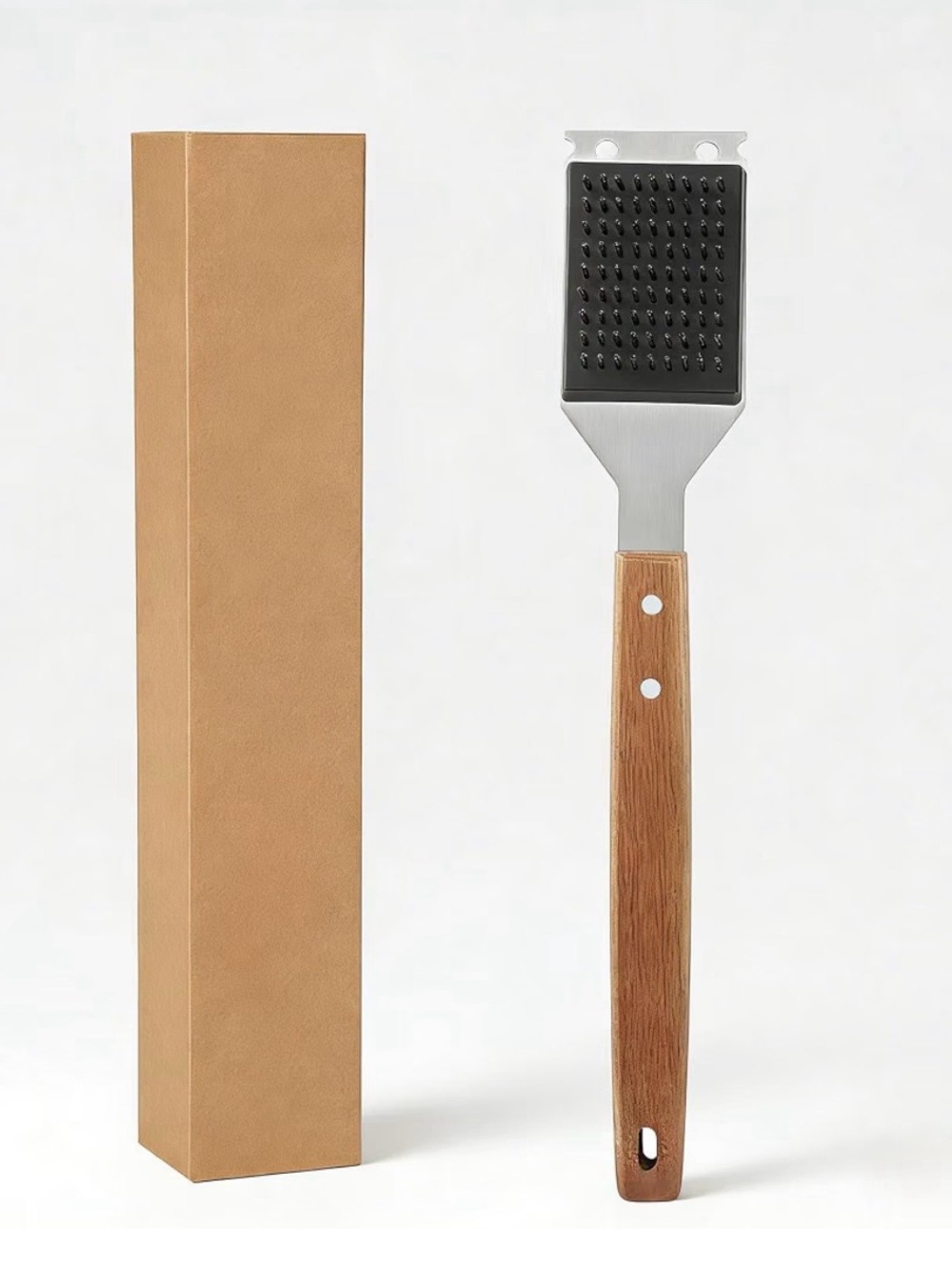 Grill Brush - Stainless Steel with Wood Handle